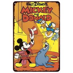 【832】新品 レトロ ブリキ看板 ★ Disney Mickey Mouse ★ ミッキーマウス ミニーマウス ディズニー アメリカン雑貨 ガレージ フェンス ヴィンテージ
