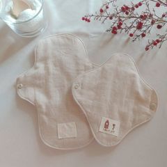 【布ナプキン】無添加コットンフランネルとコットンリネン ピンクベージュ無地 6層仕立て 2枚セット