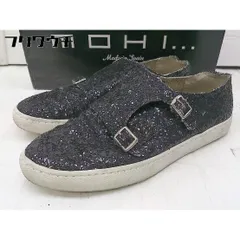 ◇ ◎ MOHI… モヒ グリッター スリッポン ベルト スニーカー シューズ サイズ37 ブラック レディース 【中古】 【1105210019732】