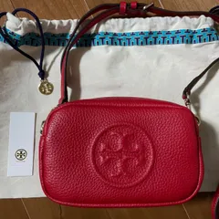 新品未使用 Tory Burch トリーバーチ レザー 赤 レッド ペリーボンベ クロスボディ エンボスロゴ カメラバッグ ショルダーバッグ