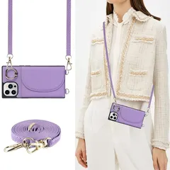 Cavor iPhone12 Pro Max手帳型ケースiPhone13 Pro Maxショルダー スマホケースiPhone12 Pro Maxスマホ 携帯ケース背面ポケット付き肩掛け 斜めがけショルダー クロスボディ肩掛け首かけ 斜めがけ クロスボディア 0