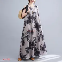 ワンピース ノースリーブ タンクトップ ロング丈 花柄 ポケット プリント 綿麻 ワンピ 30代40代 大人 可愛い Aラインワンピース ロングワンピ 6If5965