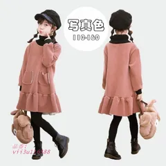 子供服 ワンピース 女の子 キッズ 長袖 厚手 ハイネック 可愛い 通学通園 おしゃれ 裏起毛 ジュニア服 女児 ワンピース 春秋冬 ワンピース DRESS 韓国子供服  vii3u116388