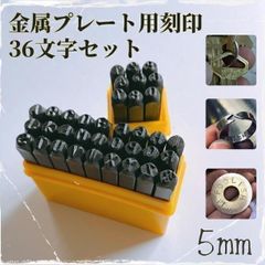 レザークラフト 刻印 5mm ポンチセット 36点 英字&数字 アルファベット 打刻印 ハイカーボンスチール 革細工 金属 DIY 送料無料