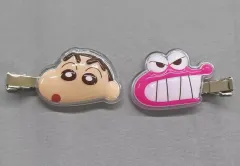 【中古】アクセサリー(非金属) 野原しんのすけ＆ワニ山さん(ピンク) 立体アクリル前髪クリップ2P 「クレヨンしんちゃん」