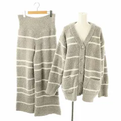 ジェラートピケ gelato pique セットアップ ボーダー ニットカーディガン パンツ ルームウェア ナイトウェア F グレー /DF ■OS