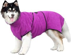 ペットグッズ　大型犬用　Lサイズ　胴回り100cm前後　バスローブ　パープル　未使用品