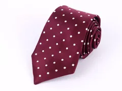 ヒルトン ブランドネクタイ ドット柄 シルク 日本製 メンズ ワインレッド HILTON 【中古】