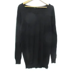 セオリー theory ニットチュニック 長袖 ラウンドネック 無地 S 黒 ブラック /FF15