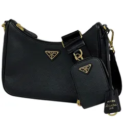 プラダ PRADA ロゴプレート ショルダーバッグ Re-Edition 2005 ショルダーバッグ サフィアーノレザー ネロ(ブラック) 1BH204 レディース 【中古】