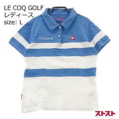 LE COQ GOLF ルコックゴルフ 半袖ポロシャツ ボーダー柄 ブルー系 L [240001894191]#