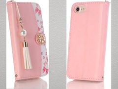 YYK1 iPhone SE2 ケース 2020年 第2世代 iPhone7 iPhone8 兼用 カバー ピンク 新品 手帳 財布型 マグネット 横置きスタンド カードポケット