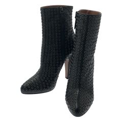 ALAIA / アライア | eyelet boots / アイレット パンチング レザー ヒール ブーツ | 39 | ブラック/シルバー | レディース