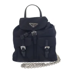 ★多少スレ傷あり★ PRADA ミニバックパック ショルダーバッグ ナイロン サフィアーノ ブラック シルバー金具 レディース