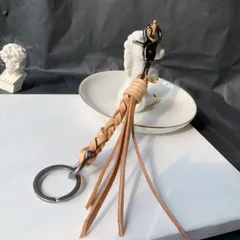 キーリング キーホルダー 本革 メンズ レディース ナチュラル ブラウン 編み込み メンズ レディース 牛革 男性 女性