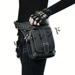 レザー デッキケース 2way スタッズ ベルトポーチ ブラック トレカ 本