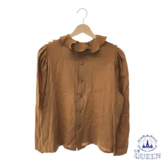 【訳アリ】 トップス ブラウス 襟付き フリル 長袖 ガーリー レディース ブラウン 901-1277 送料無料 古着