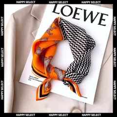 スカーフ シルク風 ストール 大判 正方形 70×70 レディース メンズ 首元アクセ バッグ結び ヘアアレンジ SNS映え 旅行 プレゼント ギフト カジュアル モード 光沢素材 オレンジ ゼブラ柄 モノトーン 上品