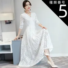 種類5：ブラック/M 総レース カシュクール ロング ドレス パーティードレス パーティドレス 結婚式ドレス 結婚式のドレス ロングドレス ロング丈 長袖 Aライン フレア レース 透け感 シースルー かわいい 大人可愛い きれいめ シンプル 大人 上品 おし