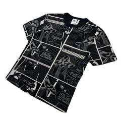 アディダス Tシャツ 半袖 メンズ 総柄 ブラック 【 コミックプリント総柄♪】 adidas スポーツミックス ●DM115