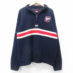 L/古着 ヘリーハンセン 長袖 ハーフジップ セーター メンズ ワンポイントロゴ RUGBY ウール 紺他 ネイビー 25oct04 中古 ニット トップス