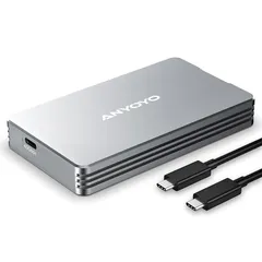 ANYOYO Thunderbolt 4/3 & USB4 M.2 PCIe 2280 M-KEY（B+M KEY）NVMe SSD 外付けケース ,40Gbps NVME SSD ケース , 最大2700MB/s ,アルミ合金製,USB-C接続