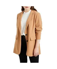 【送料無料】 エロクイ レディース ジャケット・ブルゾン アウター Plus Size The 365 Suit Long Tailored Blazer Biscuit