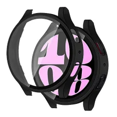 ブラック_40mm コンパチブル galaxy watch 6 カバー 40mm 44mm レディース メンズ、コンパチブル galaxyウォッチ6 カバー 40mm 44mm、pc 保護ケース 強化ガラス 超薄型 耐衝撃 タッチ感度が良い 高透過率 指紋防止
