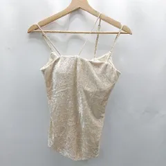 ◇ ⊂ Earthy アーシー 肩ひも調節可能 ベロア調 カップイン キャミソール サイズM ベージュ レディース E  【1502060043458】