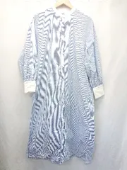 ◇ Θ ITEMS URBAN RESEARCH アーバンリサーチ ストライプ 長袖 膝下丈 シャツ ワンピース サイズFREE ブルー レディース E  【1506250013047】のサムネイル