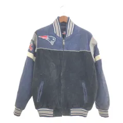NFL ニューイングランド・ペイトリオッツ レザー ジップアップ ジャケット スポーツ プロチーム ブラック (メンズ M) 中古 古着 P9153