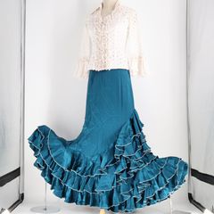 【フラメンコ衣装】ホワイト SONIA JOHNES ブラウス トップス 長袖 フラメンコ衣装】ホワイト SONIA JOHNES ソニアジョーンズ