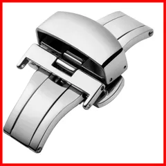 観音開きタイプ Dバックル プッシュ式 ステンレス鋼の時計 尾錠 レザー/革腕時計バンド交換用 クラスプ 12/14/16/18/20/22mm [BINLUN] ゴールド/シルバー/ローズゴールド/ブラック バタフライ バックル バネ棒/バネ棒はずし付き