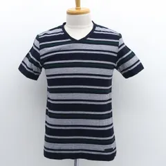 BLACK LABEL CRESTBRIDGE ◆Tシャツ/ボーダー柄/Vネック/ネイビー/サイズM 51P09-808-28 【メンズ/MEN/男性/ボーイズ/紳士】 メンズファッション【中古】 