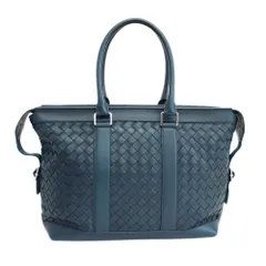 【天白】ボッテガヴェネタ クラシック イントレチャート トートバッグ ブルー系 シルバー金具 カーフレザー 鞄 メンズ