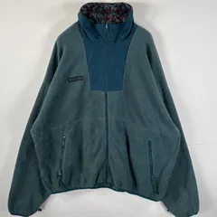 古着 90's/90年代 コロンビア Columbia フリースジャケット ビッグサイズ 襟柄付き フルジップ XL エメラルドグリーン メンズ