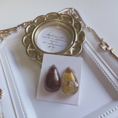 しずく フラワー ピアス ハンドメイド
