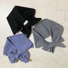 ふわっと薄くて軽い無地B（ブラック/ライトブルー/グレー）のスカーフみたいなロングネッククーラー、保冷剤ポケット付き