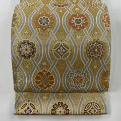 袋帯 美品 名品 華文 立涌 金糸 箔 金色 六通 正絹 【中古】