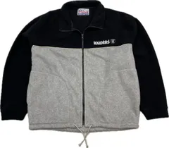 NFL ☆ RAIDERS レイダース ジップアップ フリース ジャケット ブラック グレー M 秋冬 アメフト 人気 チーム スポーツ トレーニング■C379のサムネイル