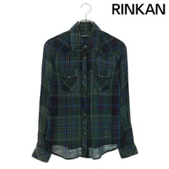 クロムハーツ スターボタンクロスパッチガーゼチェック長袖シャツ  