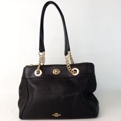 【COACH】コーチ ハンドバッグ チェーンF87239 ブラック ゴールド金具 レザー レディース【中古】8-4 41028