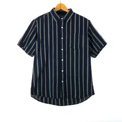 イッカ 半袖シャツ ストライプ ブランド トップス メンズ Lサイズ ネイビー× グレー系 ikka 【中古】のサムネイル