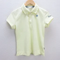 C■ビバハート/VIVA HEART 胸ロゴ刺繍 半袖ポロシャツ/ゴルフウェア【42】黄/LADIES■103【中古】