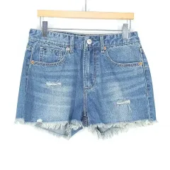 EVISU(エヴィス) レディース ヘム手術 ミニ デニムパンツ インディゴ 25 ( HU39340 )