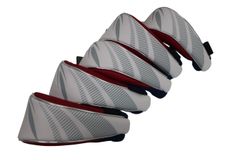 【美品】TIGORA(ティゴラ) ヘッドカバー5点セット 白赤ネイビー UT用 ゴルフ用品 2507-0074 中古