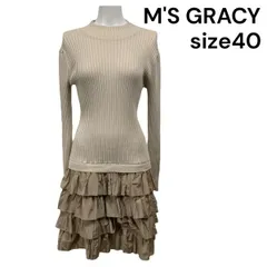 ◆ エムズグレイシー M'S GRACY ニットワンピース 膝丈 ティアード 毛混 40 L 11号 レディース S5V191