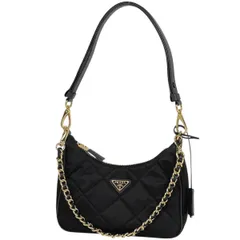 【在庫一掃】 プラダ PRADA ロゴプレート ショルダーバッグ チェーン キルティング ハンドバッグ ショルダーバッグ ナイロン ネロ(ブラック) 1BC204 レディース 【中古】