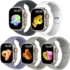 YSITUO 5本セットApple Watch バンドコンパチブル アップルウォッチ シリコン製スポーツバンド( ブラック/ホワイト/グレー/ストーングレー/ラベンダーグレー,  38mm/40mm/41mm M/L)