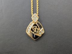 【EL5】ChristianDior ディオール ひし形 ラインストーン ヴィンテージ ネックレス ドイツ製 FJ10478